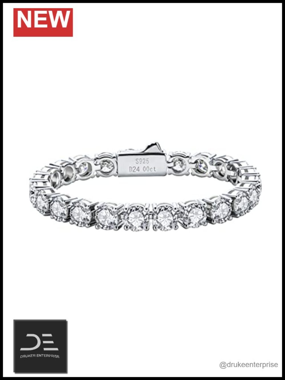 Moissanite Tennis Bracelet 925 Sterling Silver Round Cut VVS1 D Color